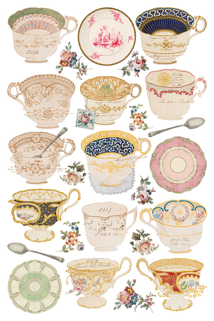The Belgravia Transfer by IOD for vintage teacup or antique tableware decor from Iron Orchid Designs.