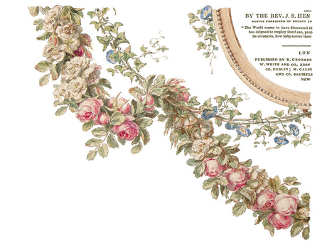 The Botanist Transfer by IOD with floral garlands design for vintage-style furniture and decor embellishment.