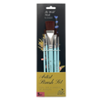 The Creative Collective Artist Brush Set by DIY Paint Co., 5 light blue brushes in black and gold packaging.