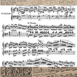 The Waltz Stamp by IOD with vintage sheet music, tempo marks, and decorative borders by Iron Orchid Designs.