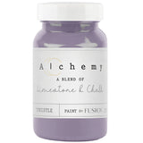 Jar of Fusion Mineral Paint Thistle Alchemy, limestone and chalk-blend furniture paint.