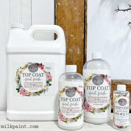 Four Top Coat Final Finish (Gloss) by Sweet Pickins on a white surface, Old Fashioned Milk Paint branding visible.