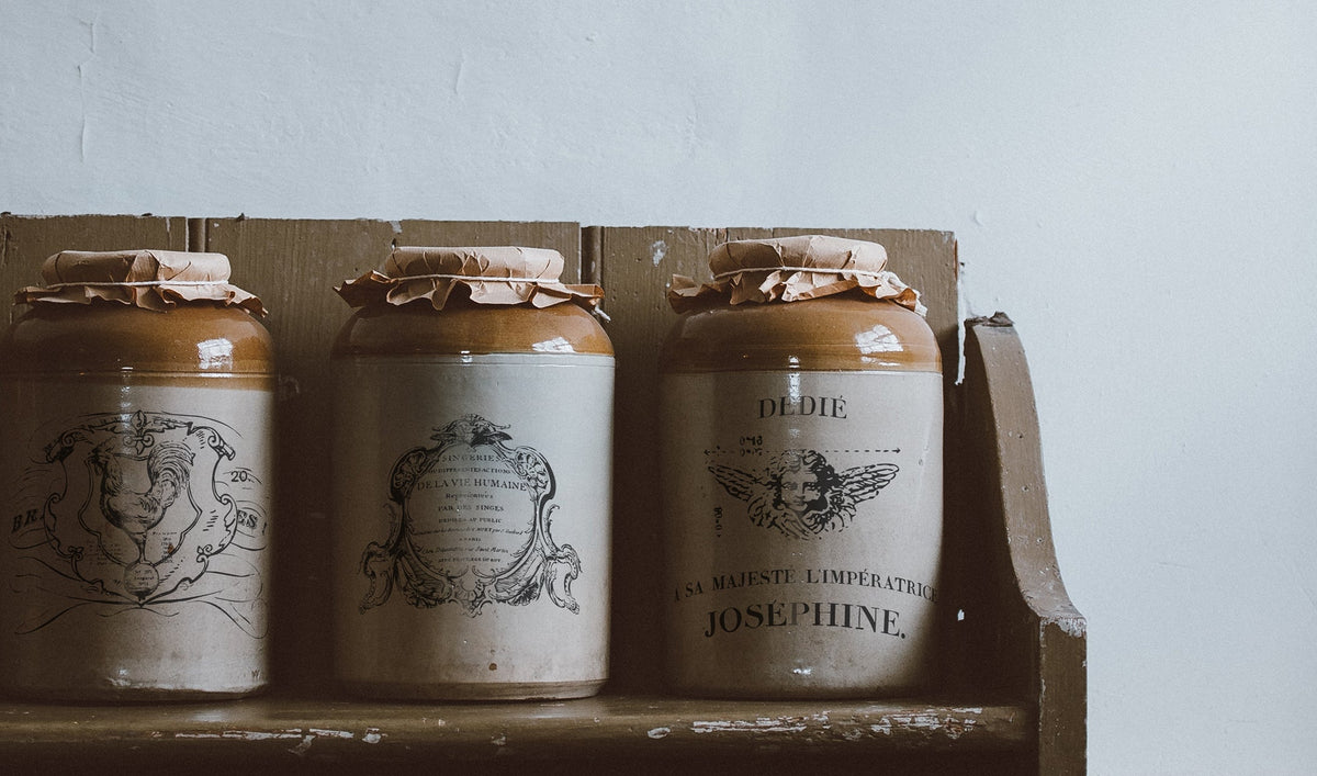 Three I.O.D. Traditional Pots Decor Transfers set, featuring vintage-style pot designs for furniture embellishment.
