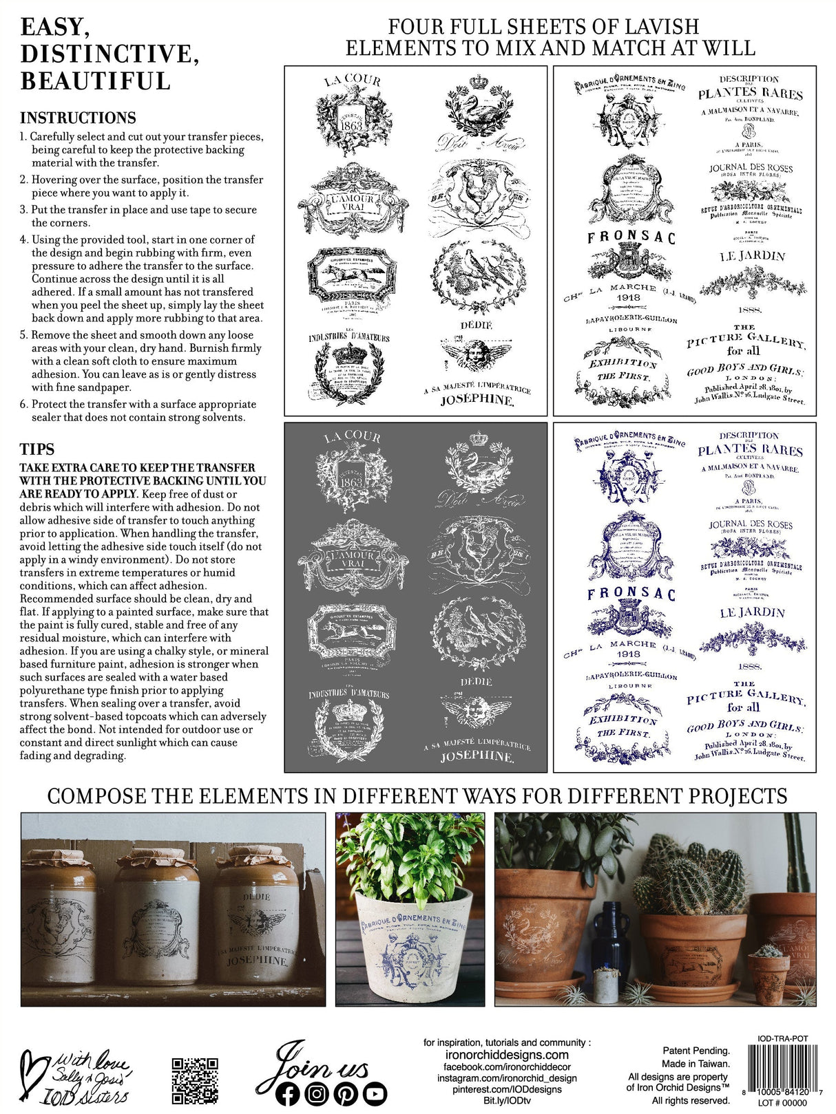 Traditional Pots Decor Transfer Set by IOD - Iron Orchid Designs @ Painted Heirloom