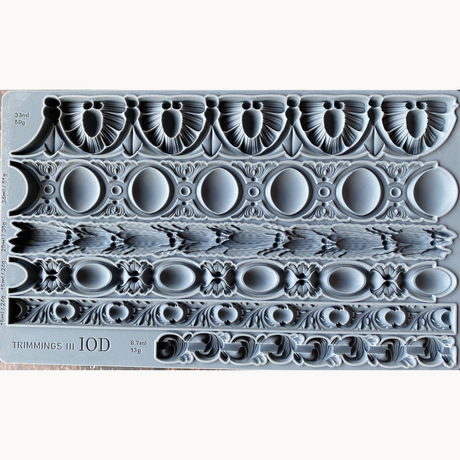 IOD The Trimmings 3 Mould with five ornate border designs, brand I.O.D.