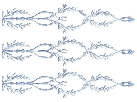 Three rows of blue branches from the I.O.D. Trompe L’oeil Bleu Paint Inlay design pattern.