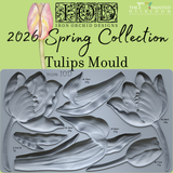 Tulips Mould by IOD, a tray featuring multiple tulip-shaped cavities for creative crafting projects.