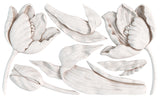 Three white tulips and five leaves made with I.O.D. Tulips Mould by Iron Orchid Designs.