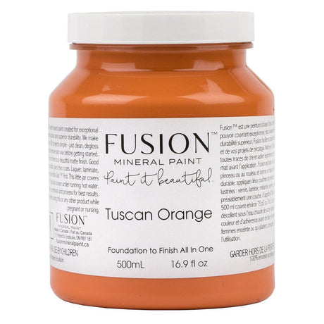 500mL Fusion Mineral Paint Tuscan Orange Fusion (Seasonal), acrylic, with white lid and detailed branded label.