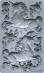 Unicorns Mould by IOD: features two unicorns, roses, swirls, and labeled volumes. Brand: Iron Orchid Designs.