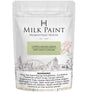 Homestead House Upper Canada Green Milk Paint 50g pouch with warning label and floral design.