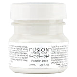 37mL Fusion Mineral Paint jar, Victorian Lace (multi-tone white) with a white screw cap.