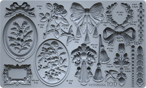 Victoriana Mould by I.O.D. featuring ornate Victorian florals, bows, frames, and volume labels.