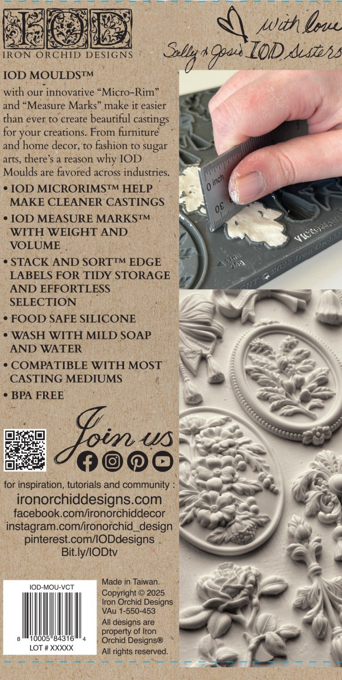 I.O.D. Victoriana Mould by Iron Orchid Designs, food safe with measure marks for Victorian-inspired castings.