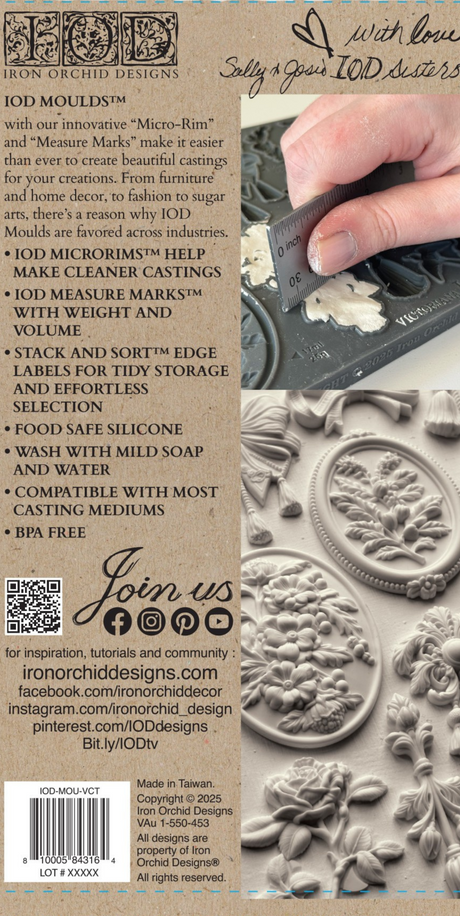 I.O.D. Victoriana Mould by Iron Orchid Designs, food safe with measure marks for Victorian-inspired castings.