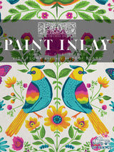 I.O.D. Vida Flora Paint Inlay design featuring a floral pattern with two birds by Debi Beard, Iron Orchid Designs.