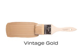 Vintage Gold Metallic Fusion Mineral Paint swatched on white background, showing rich gold mica pigment.