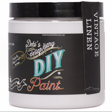 Jar of DIY Paint Co. Vintage Linen clay-chalk paint with a black and colorful front label.