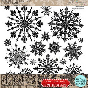 Vintage Snowflakes Stamp (2024 Limited Release) by IOD - Iron Orchid Designs-The Painted Heirloom