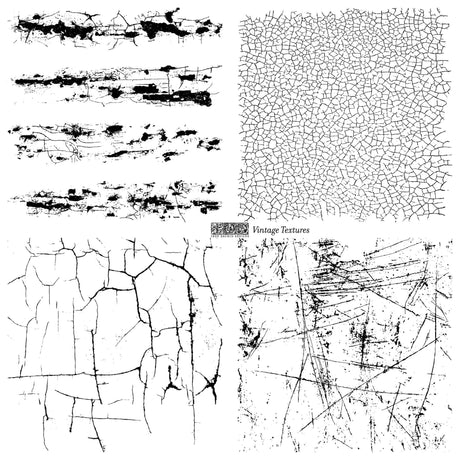 Four black and white stamping textures for use with Vintage Textures Stamp by Iron Orchid Designs (I.O.D.).