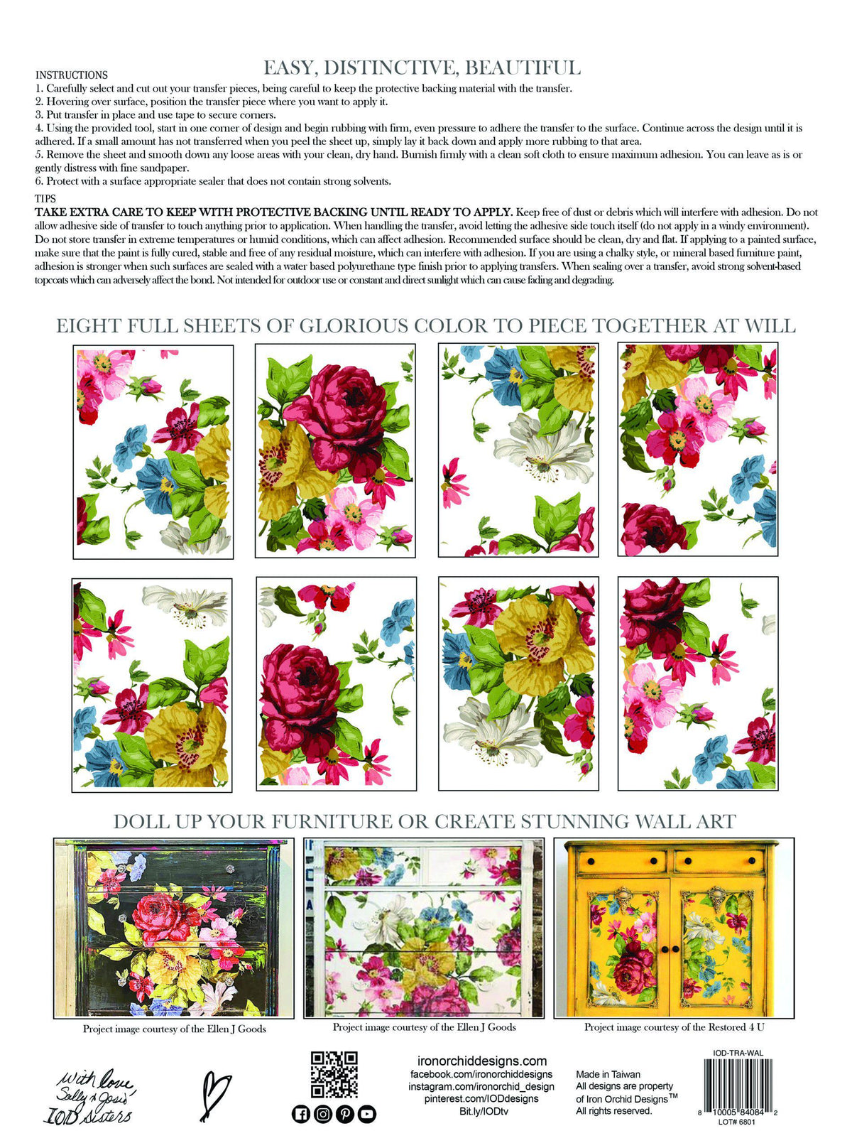 I.O.D. Wall Flower Decor Transfer by Iron Orchid Designs.