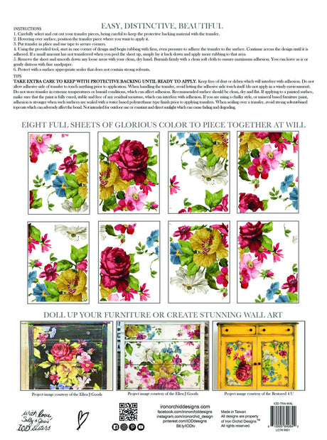 I.O.D. Wall Flower Decor Transfer by Iron Orchid Designs.