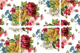 Seamless colorful flower and green leaf pattern on white, inspired by Wall Flower Decor Transfer by I.O.D.