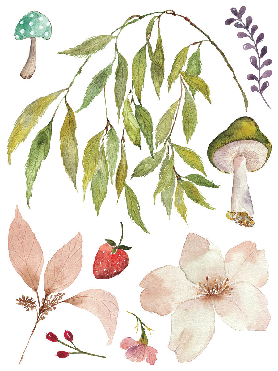 I.O.D. Whispering Willow Transfer by Iron Orchid Designs for furniture decor, featuring watercolor-style artwork.