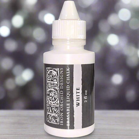 I.O.D. White Erasable Liquid Chalk, 2 fl oz bottle, 2024 formula, for Iron Orchid Designs Decor Stamps.