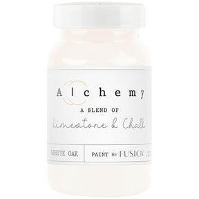 Small jar of Fusion Mineral Paint White Oak Alchemy, chalk-style furniture paint with limestone.