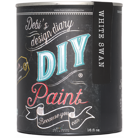 16 oz White Swan DIY Paint by DIY Paint Co. with decorative label, eco-friendly clay and chalk paint.