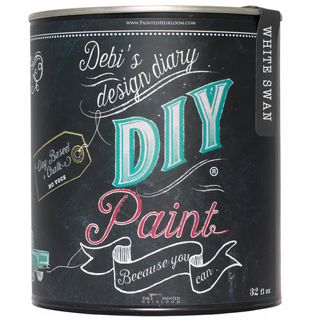32oz White Swan by DIY Paint Co., eco-friendly clay and chalk paint for furniture restoration.