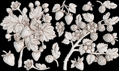 Wild Berries Mould by IOD: engraved berries, leaves, and flowers on black. Brand: I.O.D.