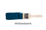 Willowbank Fusion Mineral Paint brush in dark teal on a plain white background.