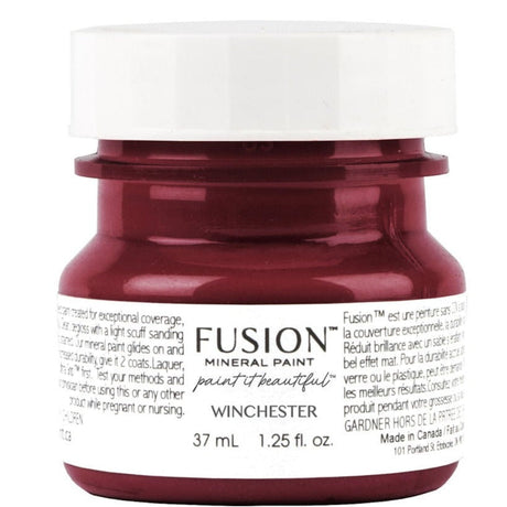 37ml jar of Winchester Fusion Mineral Paint, maroon color with a white Fusion Mineral Paint label.