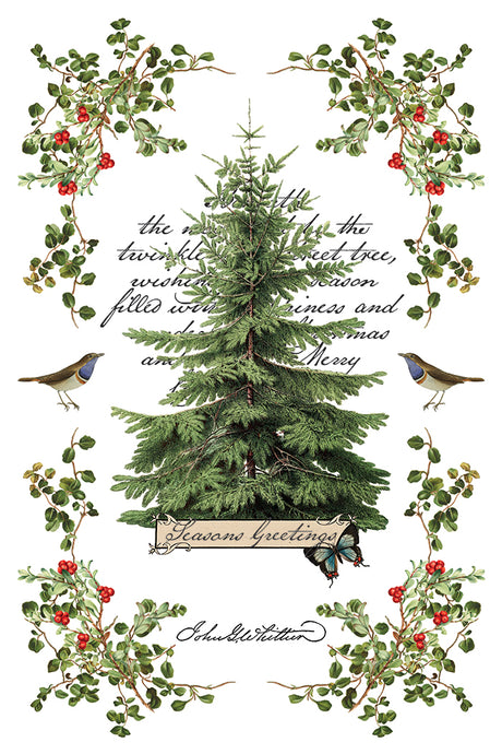 Winter Botanist Transfer (2025) by IOD featuring vintage pine, birds, and holly motifs.