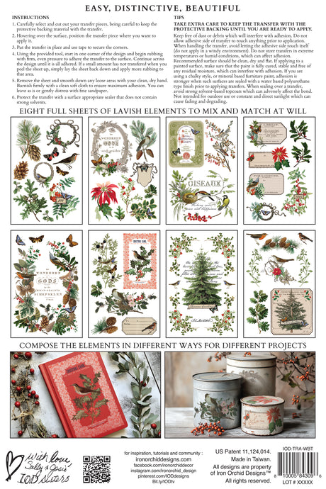 I.O.D. Winter Botanist Transfer 2025 Limited Release with botanical elements for décor projects.