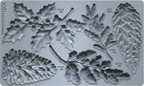 I.O.D. Winter Forage Mould 2025, silicone tray with leaf and pine cone shapes, volume and weight marked.