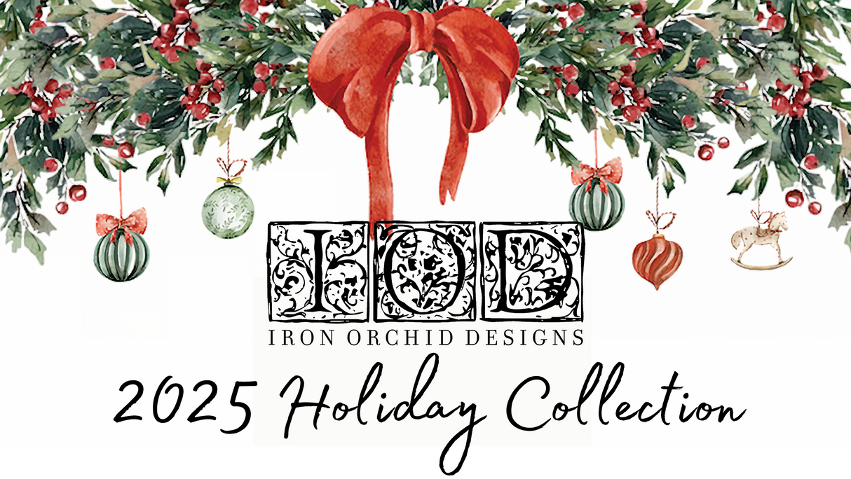 Garland with ornaments and red bow displayed above I.O.D. Winter Forage Mould (2025 Limited Release).