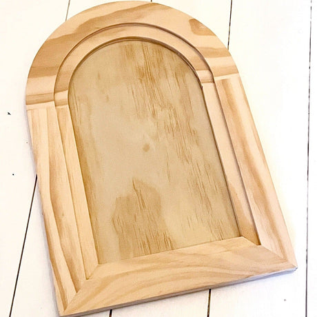 IOD Wood Gallery Blanks unfinished arched wood panel suitable for painting and crafting projects.