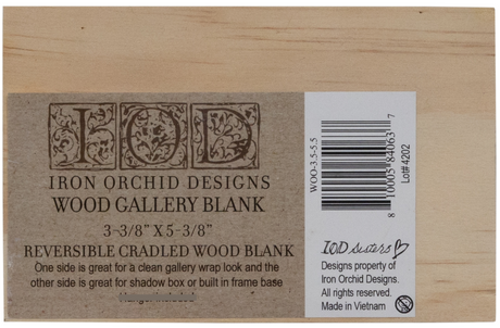 IOD Wood Gallery Blank, 3-3/8 x 5-3/8 inches by Iron Orchid Designs, made in Vietnam.