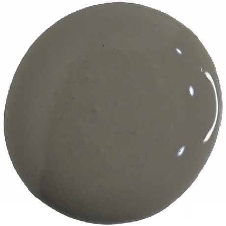Round gray Zinc splotch by Old Fashioned Milk Paint with smooth finish and subtle white reflections.