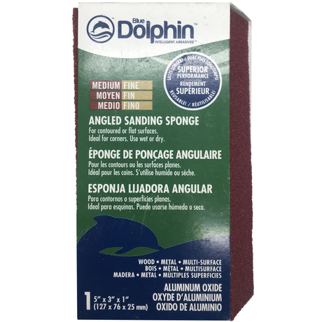 Fusion Mineral Paint Angled Sanding Sponge, medium fine grit, 5x3x1 inch, for drywall, metal, and wood.