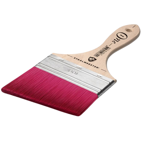 Staalmeester ONE Series 1052 Angled Spalter paintbrush with magenta bristles and wooden handle.