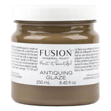 Fusion Mineral Paint Antiquing Glaze, 250ml jar, with product details on the label.