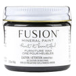 Fusion Mineral Paint Black Furniture Wax jar with English and French labels.