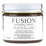 Fusion Mineral Paint Espresso Furniture Wax, white label with black text, gold metal lid.