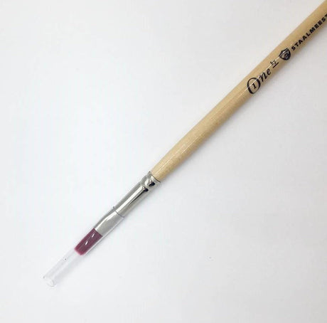 Staalmeester ONE Series 1090 #6 flat paintbrush with wooden handle, metal ferrule, and clear bristle cap.