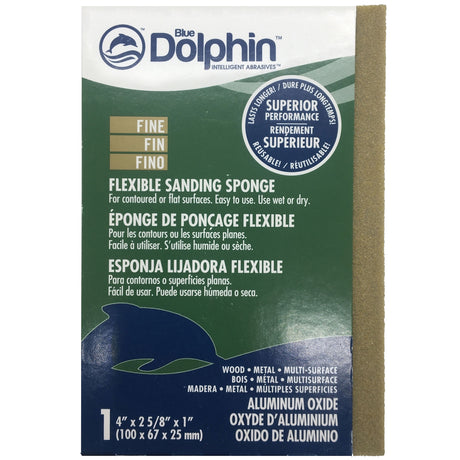 Fusion Mineral Paint Flexible Sanding Sponge, fine grit, 1x4x2.5 in, for wood, metal, and drywall sanding.