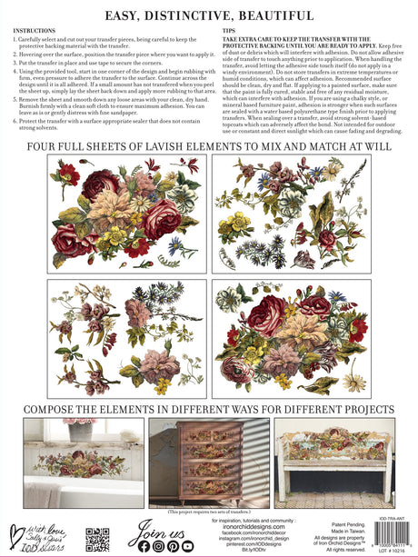 Floral Anthology Transfer Set by IOD - Iron Orchid Designs @ Painted Heirloom